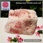 Beef TOPSIDE Australia MELTIQUE SAKA meltik (wagyu alike) daging rendang dendeng frozen SAIKORO DICED CUBED DADU cuts 4cm 1.5" (price/pack 500g 9-10pcs)